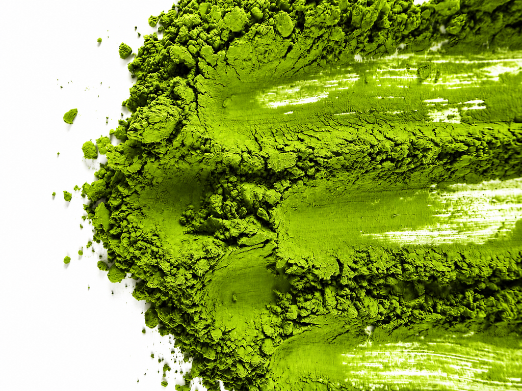 Vibrant green ceremonial matcha powder streak from Matcha Riot DROP 001